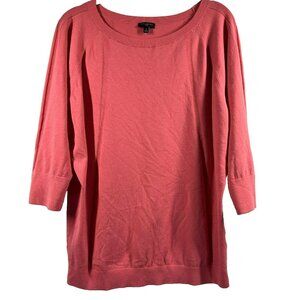 Talbots Sweater Size X 3/4 Sleeve Solid Coral Knit Pullover Lightweight Stretch